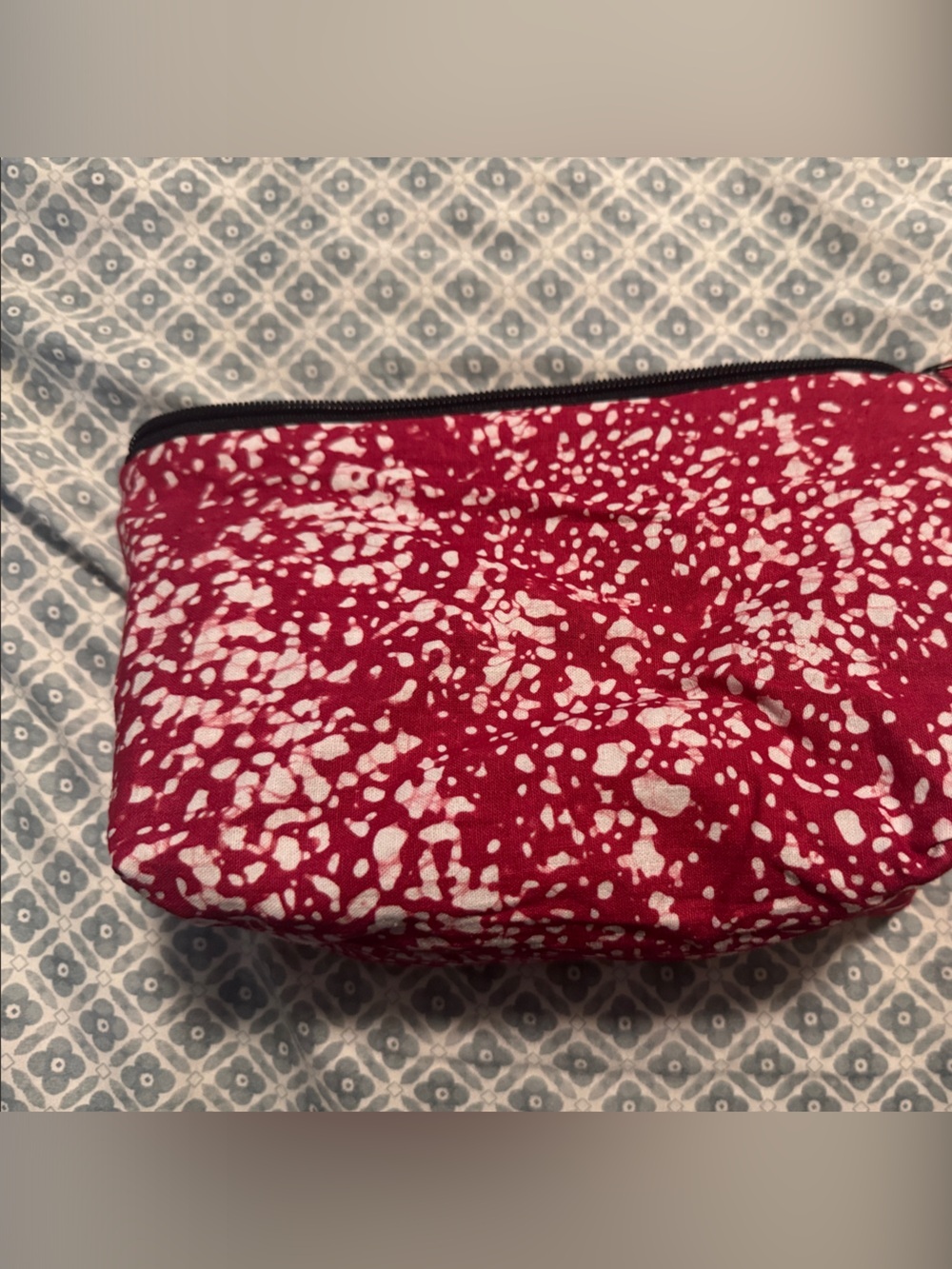 Red and White Speckled Zip Pouch